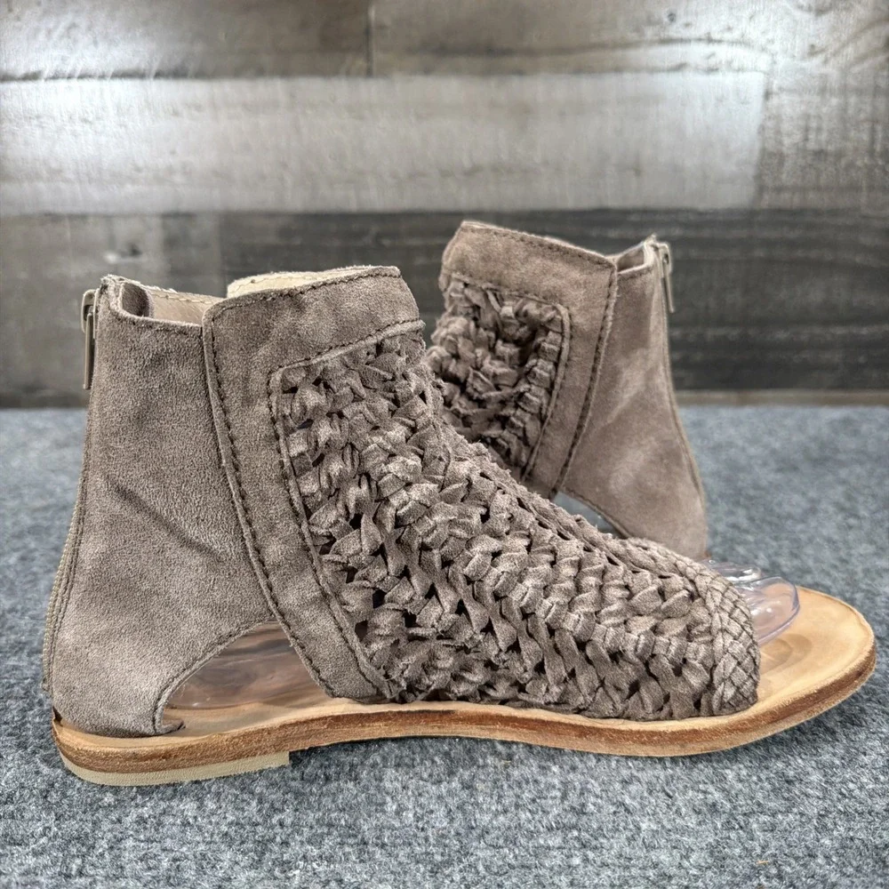 Free People Island Cruiser Woven Suede Sandals Boho Bootie Taupe EU 40 US 10